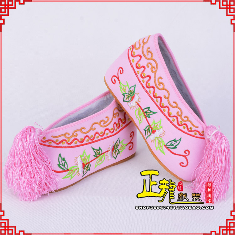 尚义花旦鞋女绣花彩鞋 舒适款草花内高彩鞋