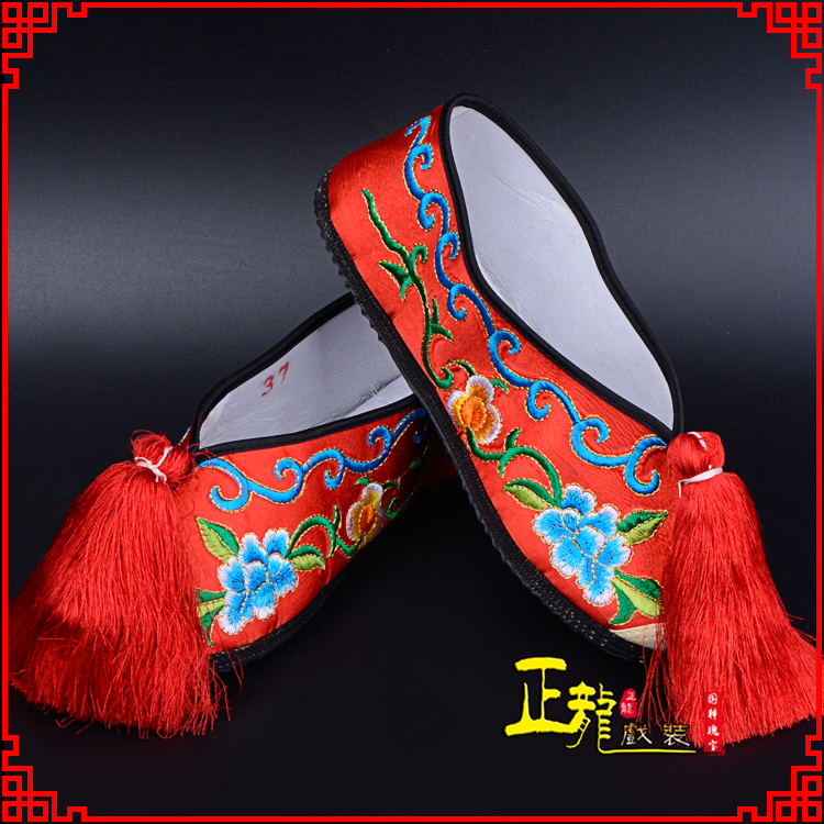 尚义京剧越剧戏曲彩鞋花旦绣花 普平底彩鞋